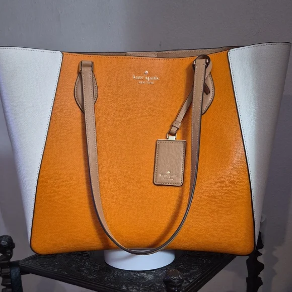 Kate Spade Vibrant Orange and Cream Tote - Picture 7 of 11